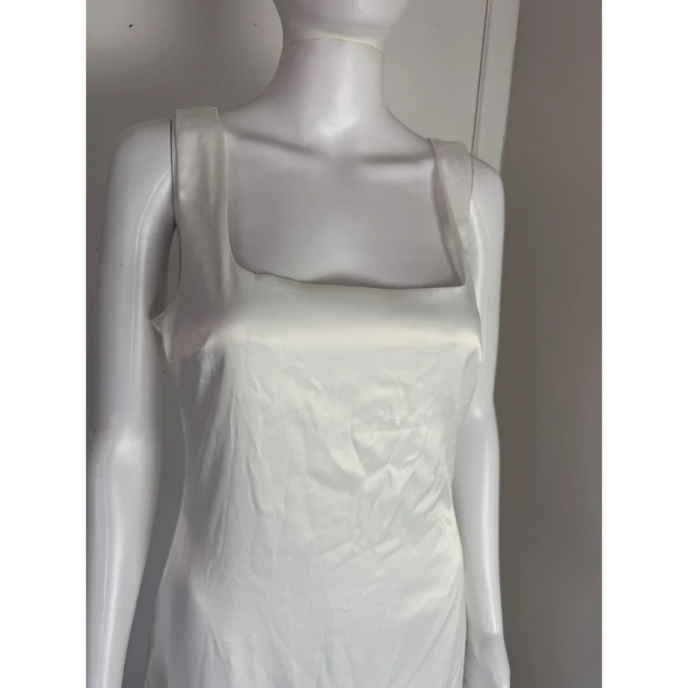 Commense White Maxi Dress Sheer Panel Sleeveless Party Cocktail Dress‎ size S